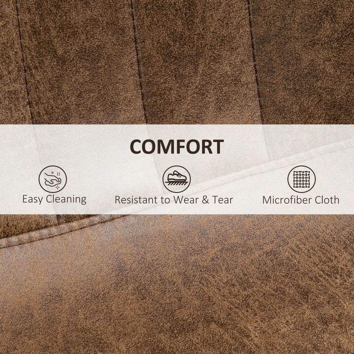 HOMCOM Set Of 2 Microfibre Retro Tub Bar Stools w/ Metal Frame Footrest Home Seat Brown -