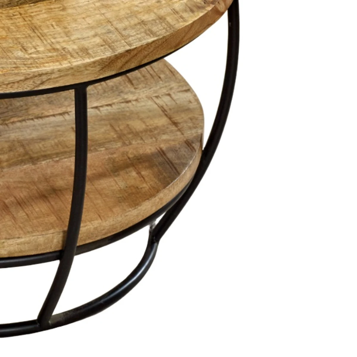 Indian Hub Surrey Round Coffee Table With Shelf Living Room - Coffee Table