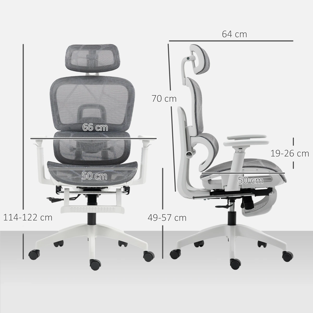 HOMCOM Ergonomic Office Chair Height Adjustable 3D Armrests 135 Degree Recline Mesh Back For Home Office by HOMCOM