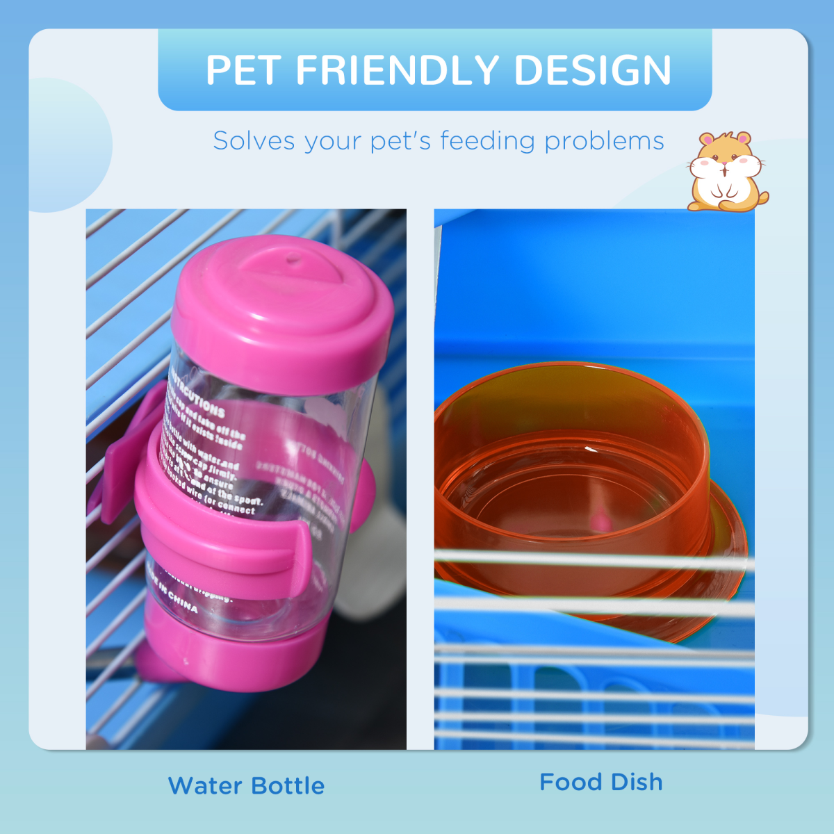 Hamster Cage Carrier Small Animal House w/ Exercise Wheels Tunnel Tube Pawhut - from Unbranded