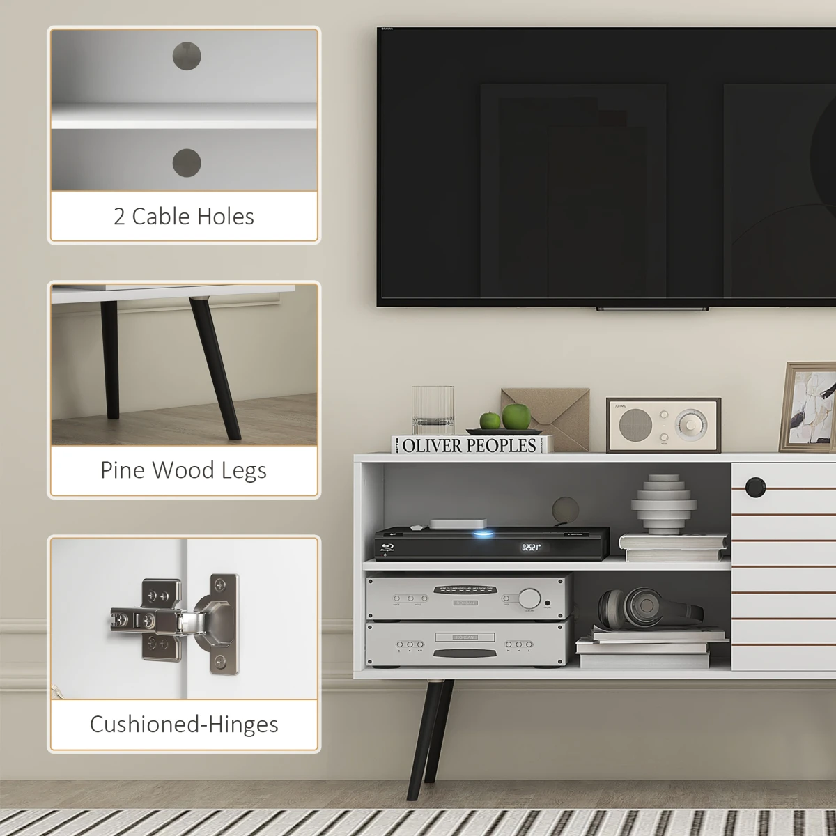 HOMCOM TV Unit 50in Cable Management For Living Room by HOMCOM
