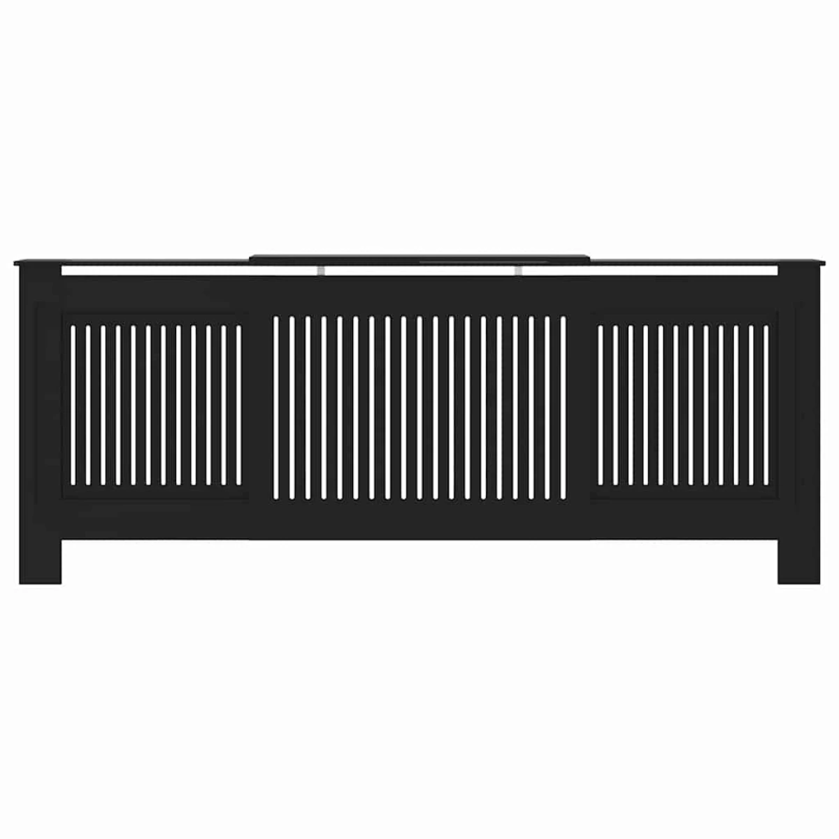 VidaXL Radiator Cover 142-205 cm Wide 20.5x81.5 cm Black Slatted Front 2-Piece for Living Rooms by vidaXL
