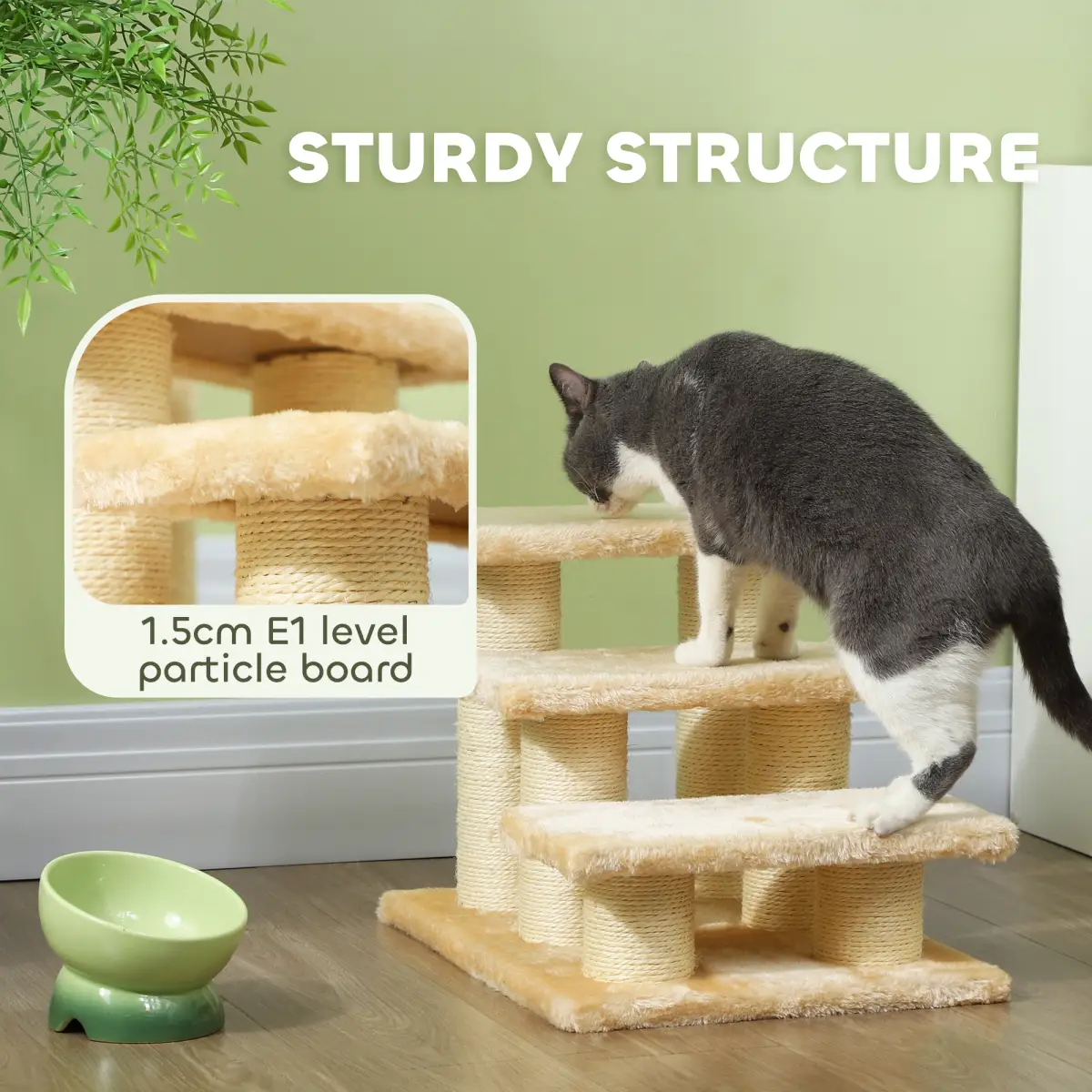 Pawhut Cat Steps Portable Pet Stairs Little Older Doggy Dog Assist Step Assistance Use - Cat Tree