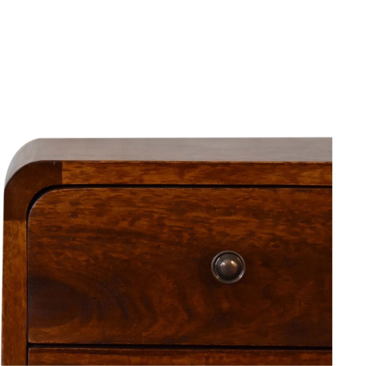 Artisan Furniture Artisan Solid Mango Wood Mini Chestnut Bedside Table With Curved Edges For Small Spaces - Bedside Table