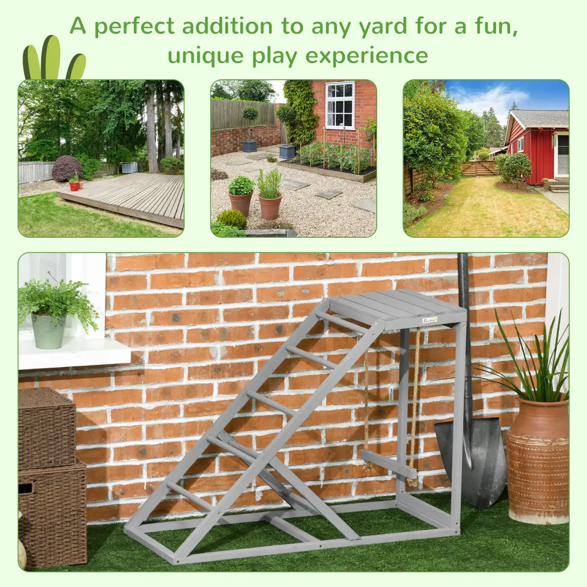 PawHut PawHut Chicken Coop Toy with Swing, Ladder, Platform for 2 Chickens, Hens, Grey - Chicken Coop