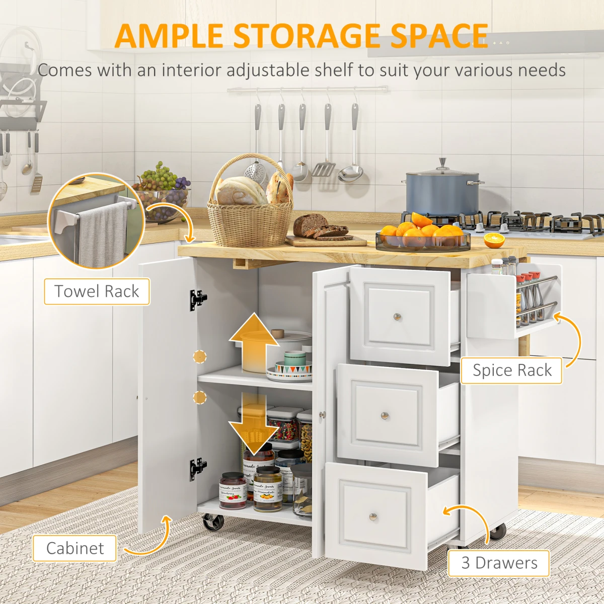 Unbranded Home Symphony Kitchen Island Compact Drop Leaf For Home Use - Uncategorized