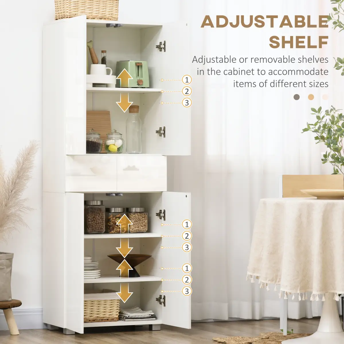 Unbranded 4-Door Kitchen Cupboard Freestanding Storage Cabinet w/ Shelves & Drawers White - Display Cabinet
