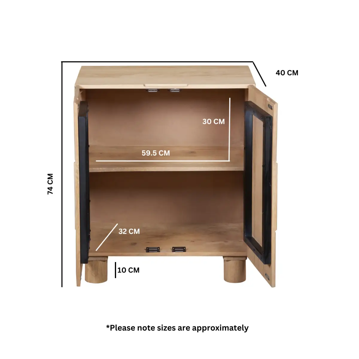 Indian Hub Austin Solid Wooden Small Sideboard - Sideboard