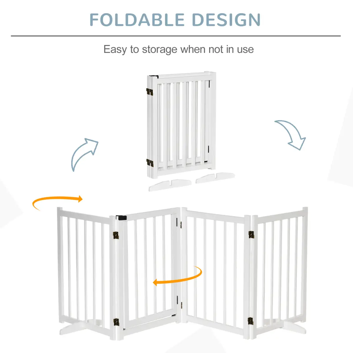 Unbranded Freestanding Pet Gate w/ 2 Support Feet for Doorways Stairs White Pawhut - Pet Gate