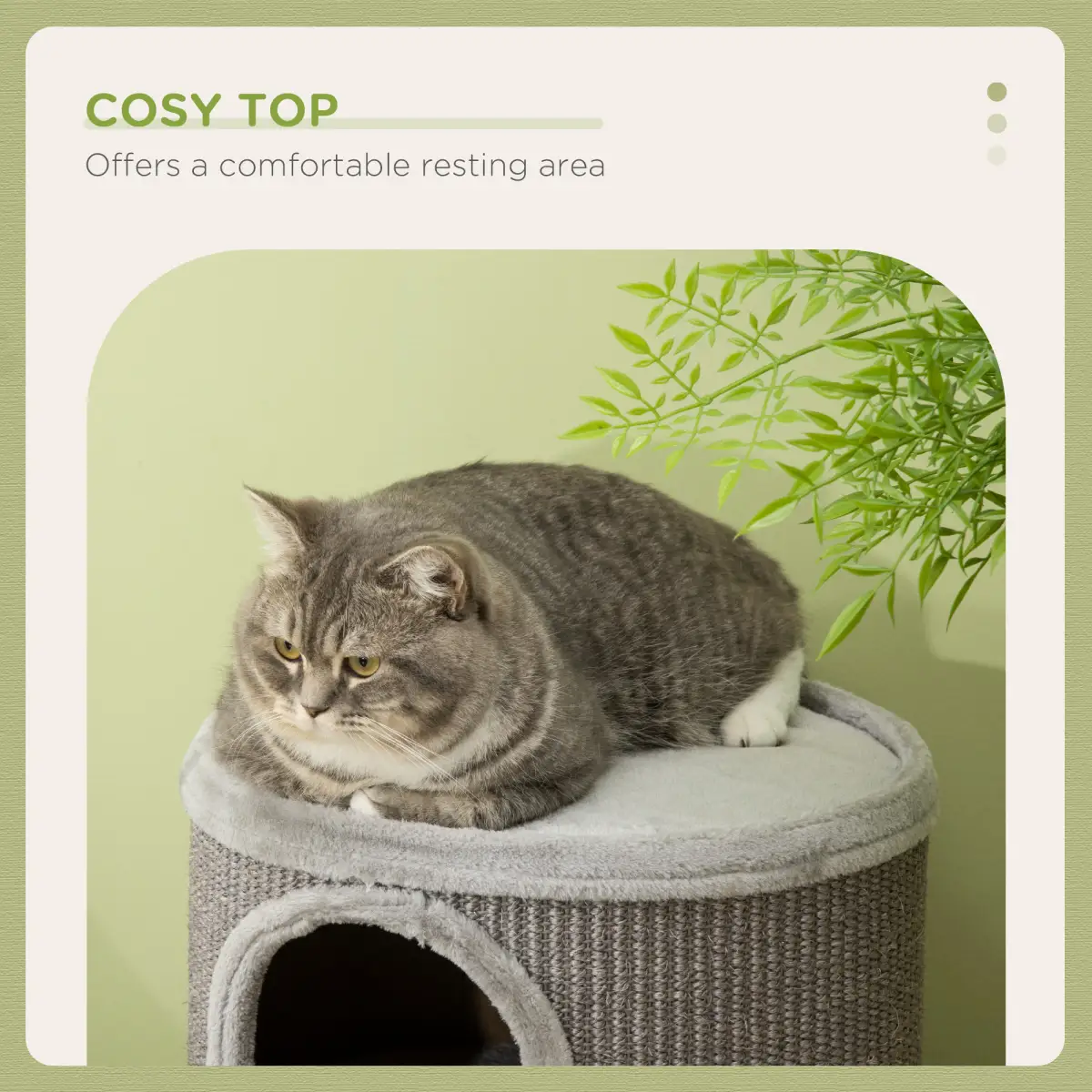 PawHut Cat Barrel Kitten Tree Tower for Indoor Cats, Covered with Sisal, Cosy Platform - Cat Tree