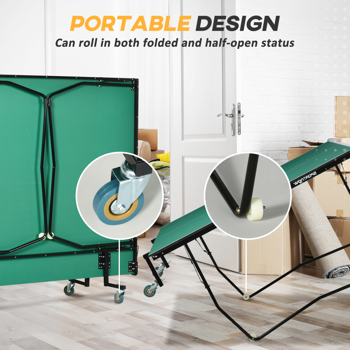 SPORTNOW 9FT Folding Table Tennis Table w/ 8 Wheels, for Indoors, Outdoors - from SPORTNOW