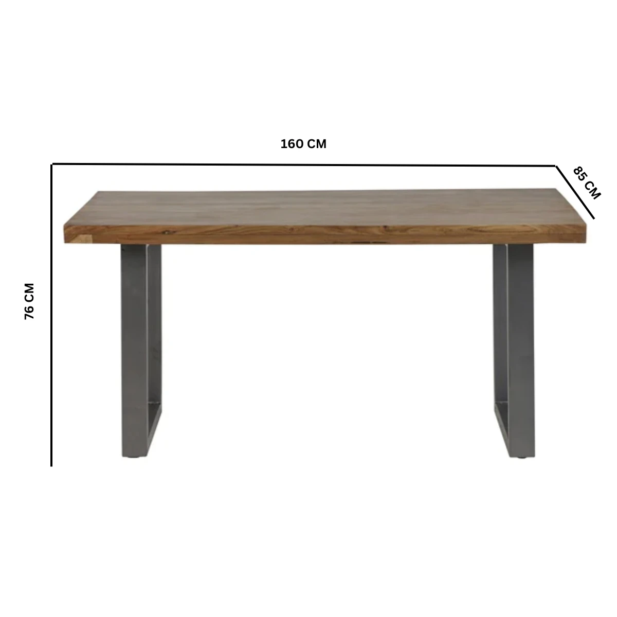 Premium Dining Table Large Rectangular Solid Wood And Metal Frame Gun Metal Finish For Modern Homes by Indian Hub