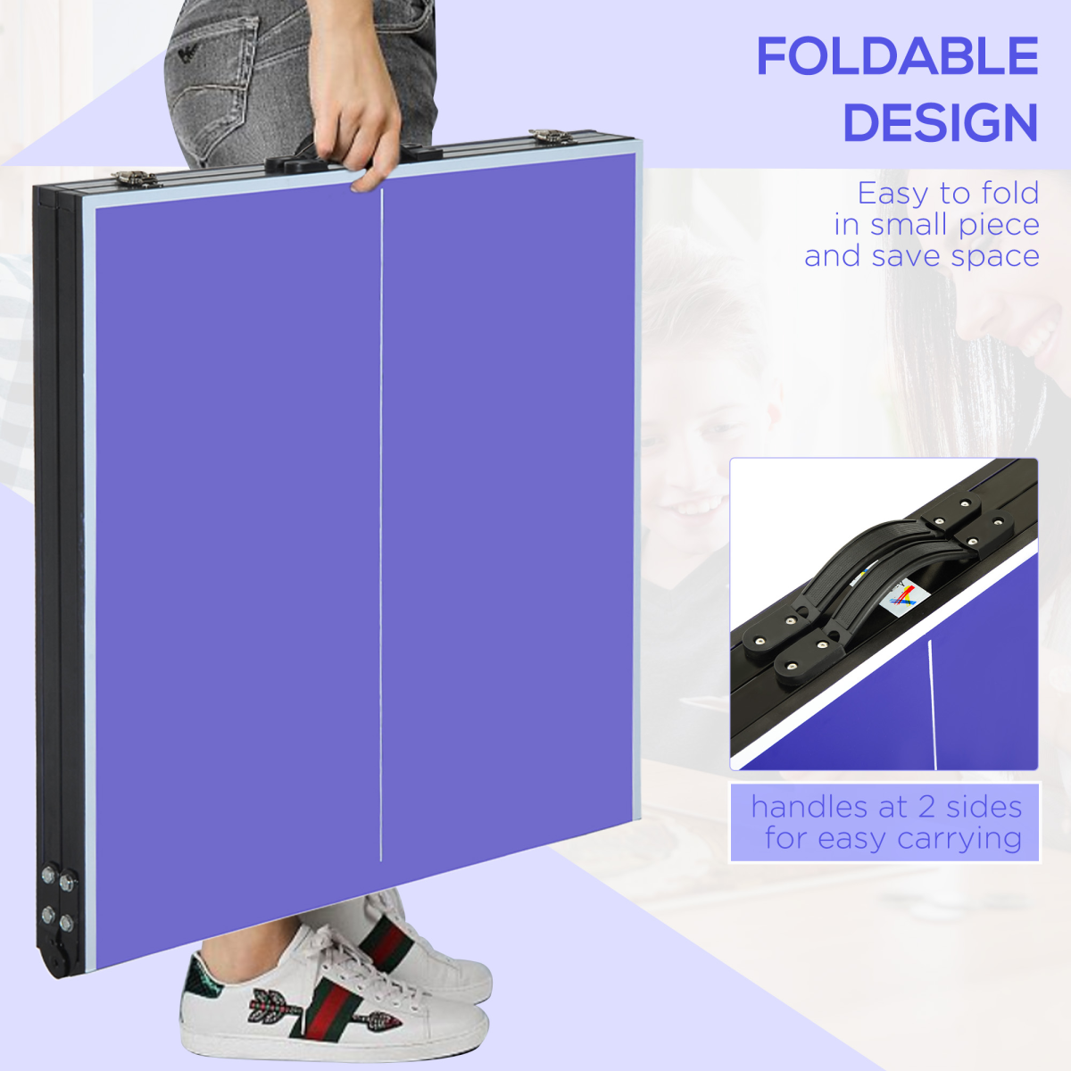 Folding Mini Table Tennis Portable Ping Pong Set Games Play Sport Net HOMCOM - from Unbranded