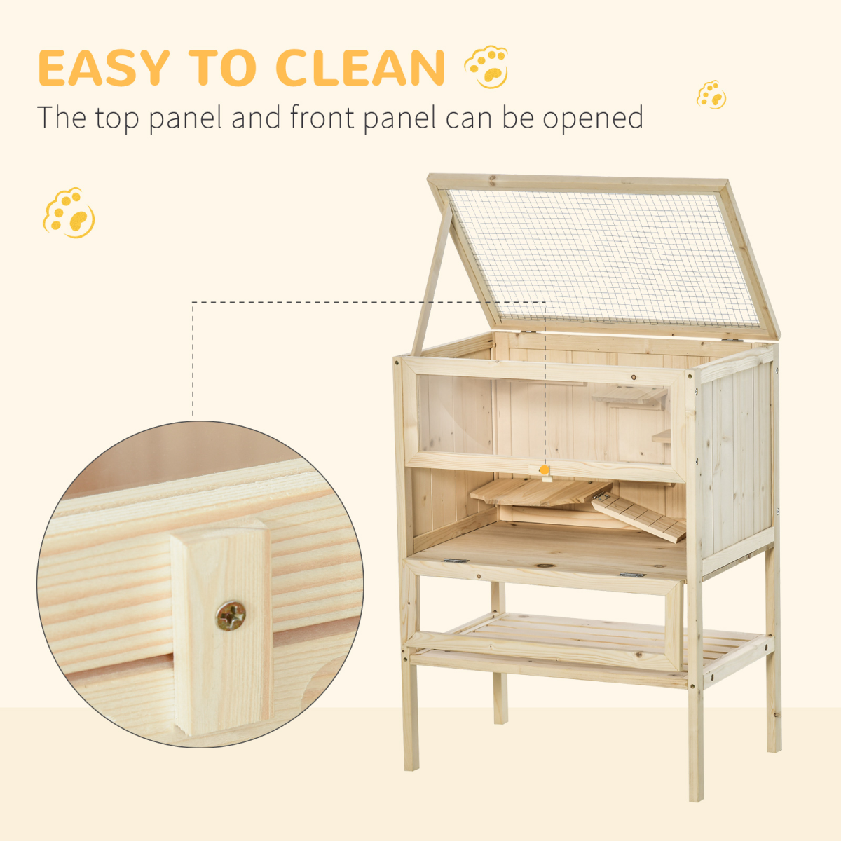 Hamster Cage House Pet Play Exercise 3 Tiers Mouse Wooden Fir Small Animals - from Unbranded