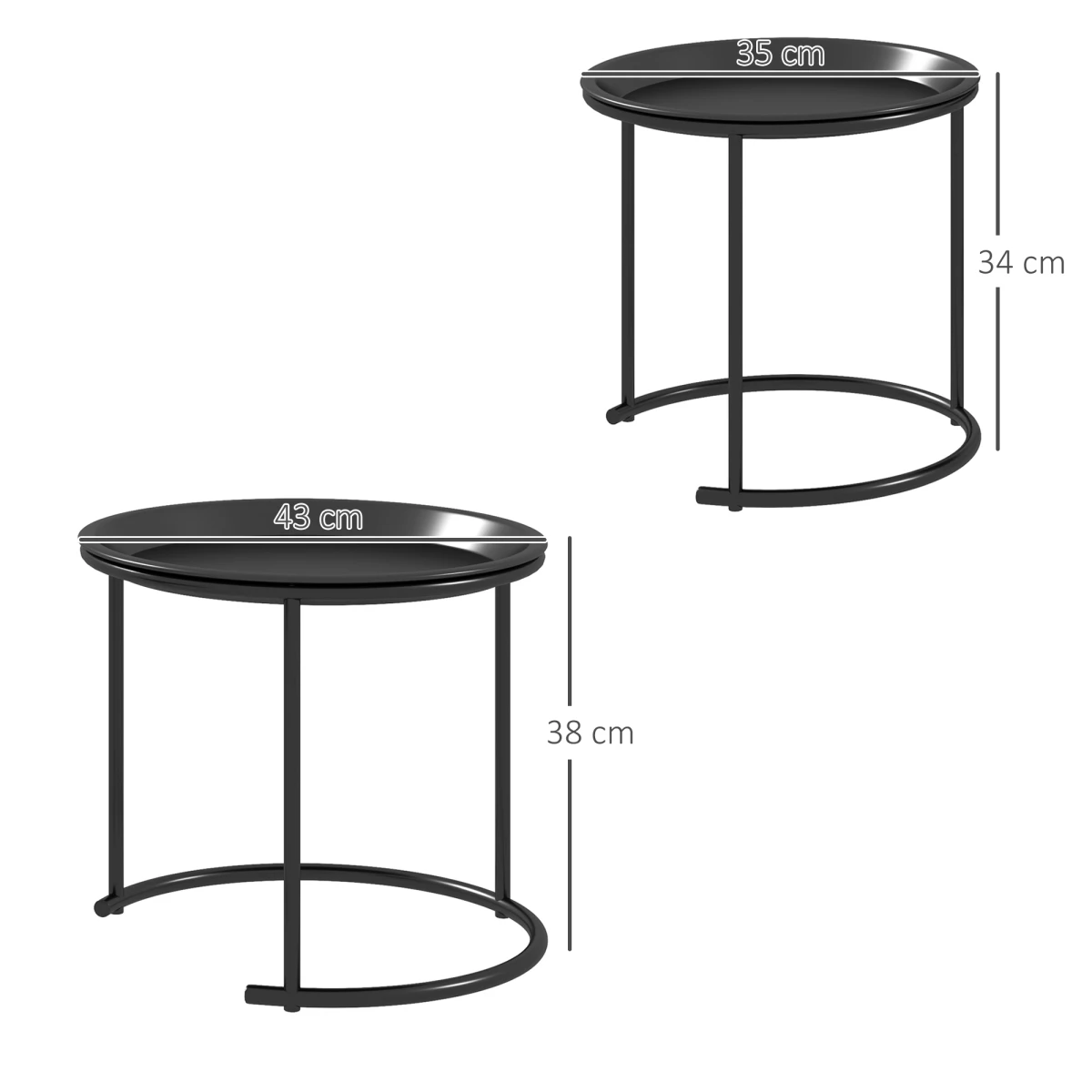 HOMCOM HOMCOM Nesting Tables Tray Removable Living Room - Nest of Tables