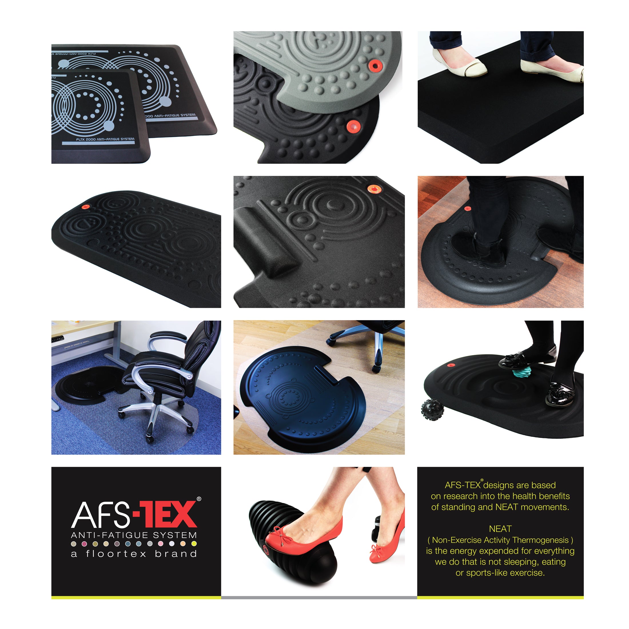Floortex® AFS-TEX® 2000 Grey Active Anti-Fatigue Mat - 50 x 80cm - Rug