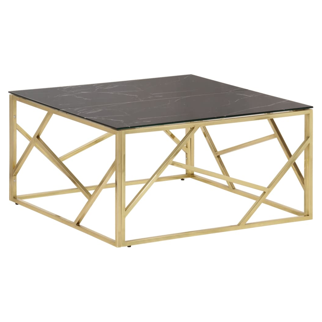 VidaXL Coffee Table Gold Stainless Steel Tempered Glass For Living Room Decor Modern by vidaXL