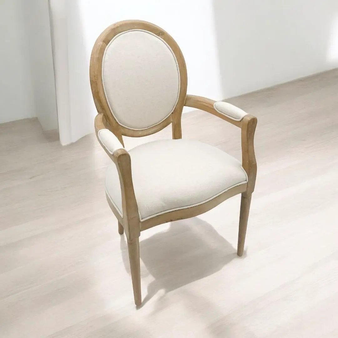 MSL 94CM LINEN FABRIC LOUIS CHAIR - Dining Chairs