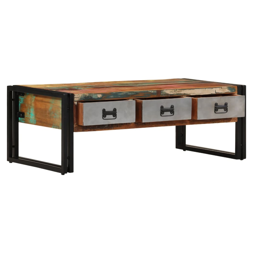 vidaXL vidaXL Coffee Table 100x50x35 Cm Solid Reclaimed Wood With Three Drawers Living Room - Coffee Table