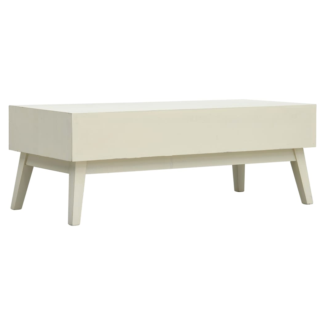 VidaXL Coffee Table 110x50x40 cm Two Drawers With Carved Fronts Grey Vintage Wood Living Room by vidaXL