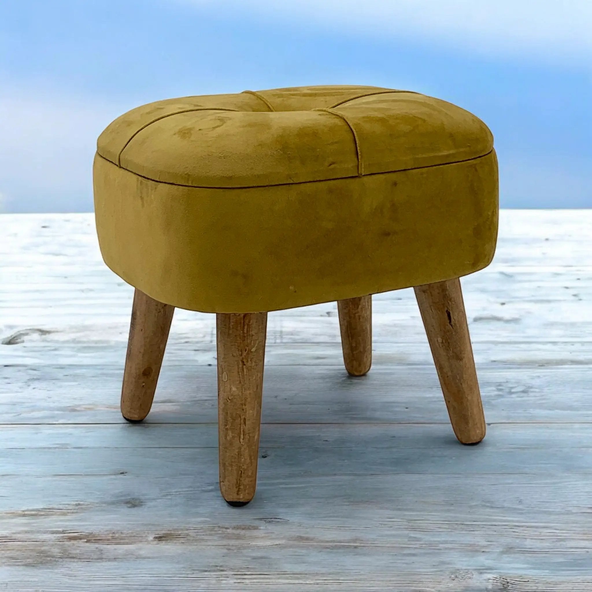MSL YELLOW WOODEN STOOL - Footstool