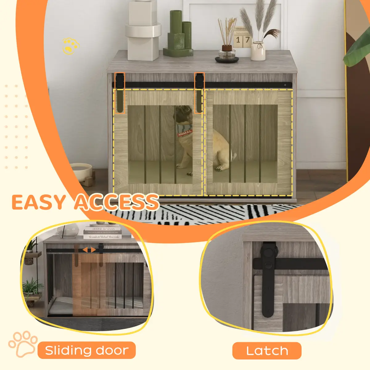 PawHut PawHut Dog Crate Furniture with Removable Cushion, for Medium Dogs - Brown - Dog Crate