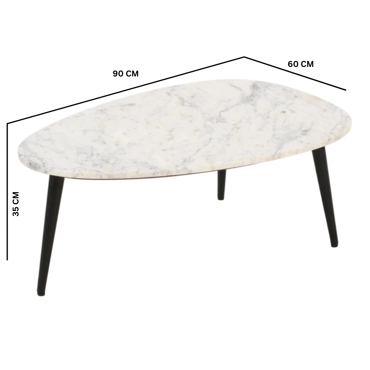 OpalBeauty Coffee Table Oval White Marble Top With Metal Legs Handmade In India Eco Friendly Living Room Decor by Indian Hub