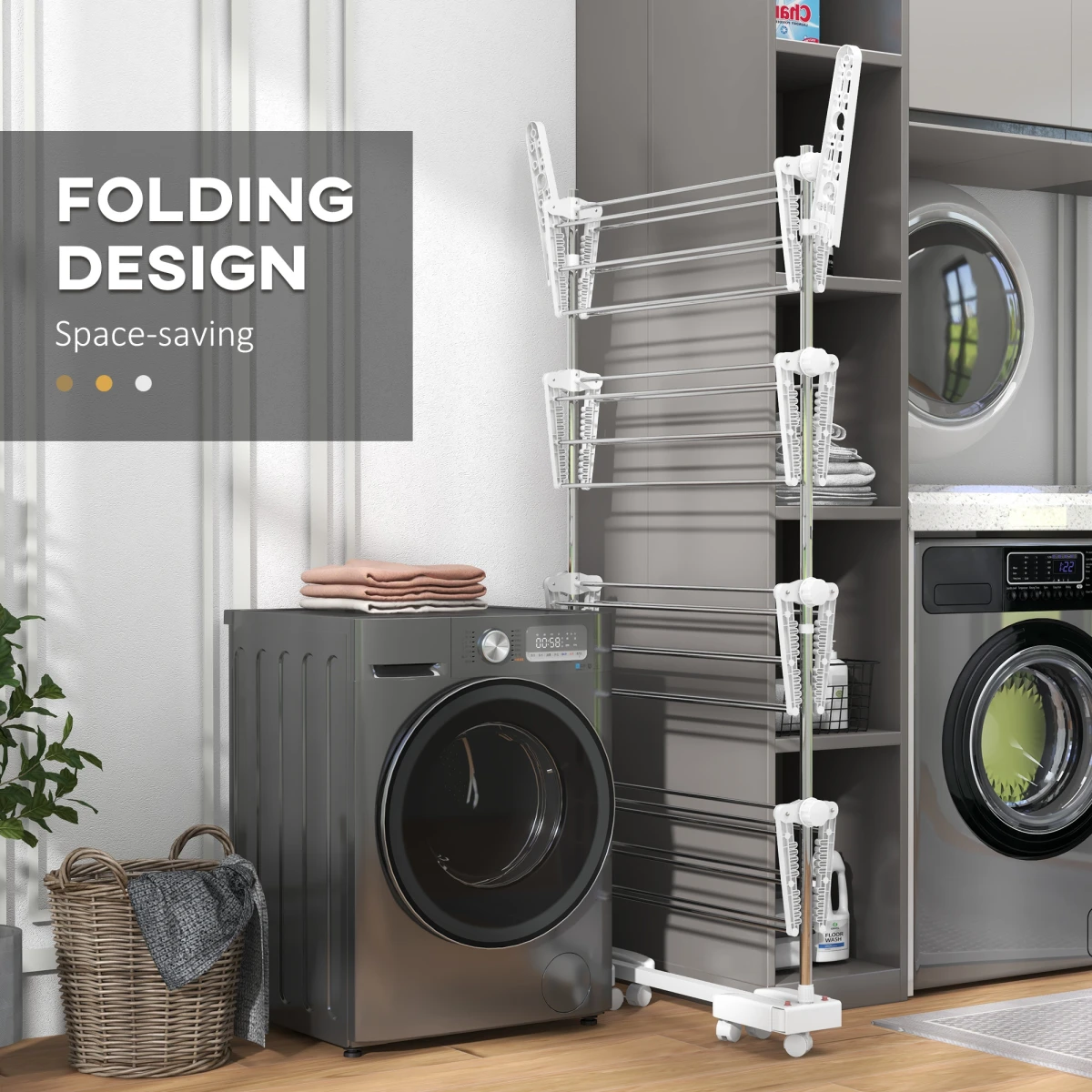 Premium Clothes Rack 4 Layer Folding With Wheels For Home by HOMCOM
