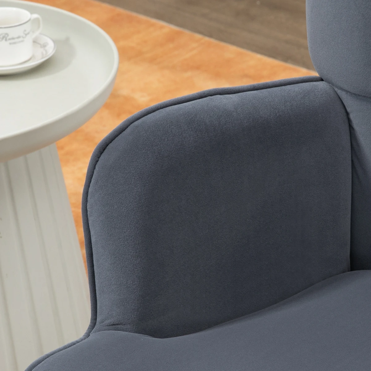 HOMCOM Armchair Footstool Button Tufted Gold Legs - Armchair