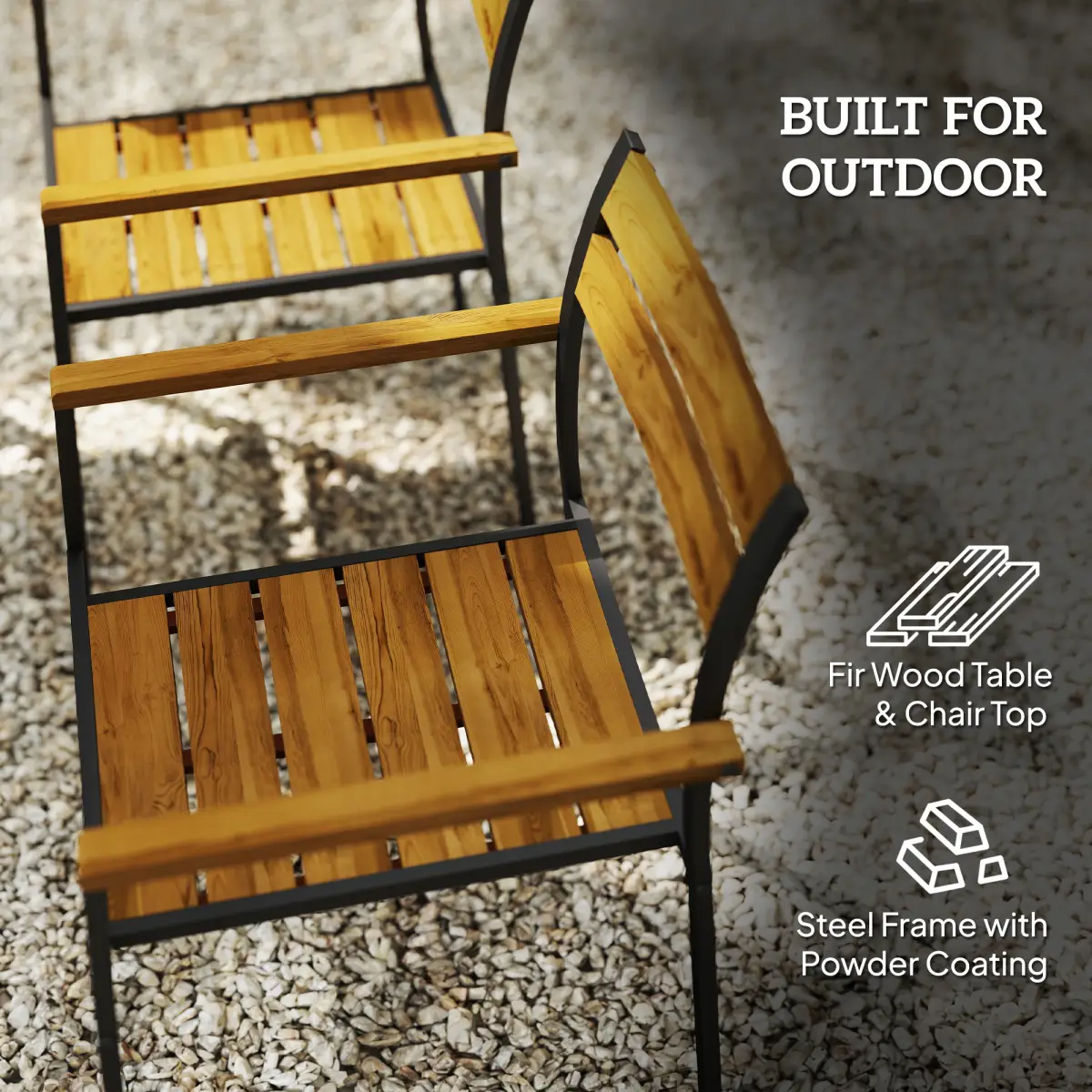 Outsunny Outsunny 7 Piece Garden Dining Set with Table and 6 Stackable Chairs, Brown - Garden Set