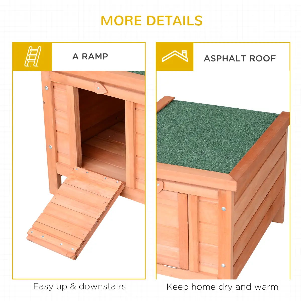 Pawhut Wooden Rabbit Hutch Bunny Cage Guinea Pig House Pet Habitat Small Animals - Rabbit Hutch