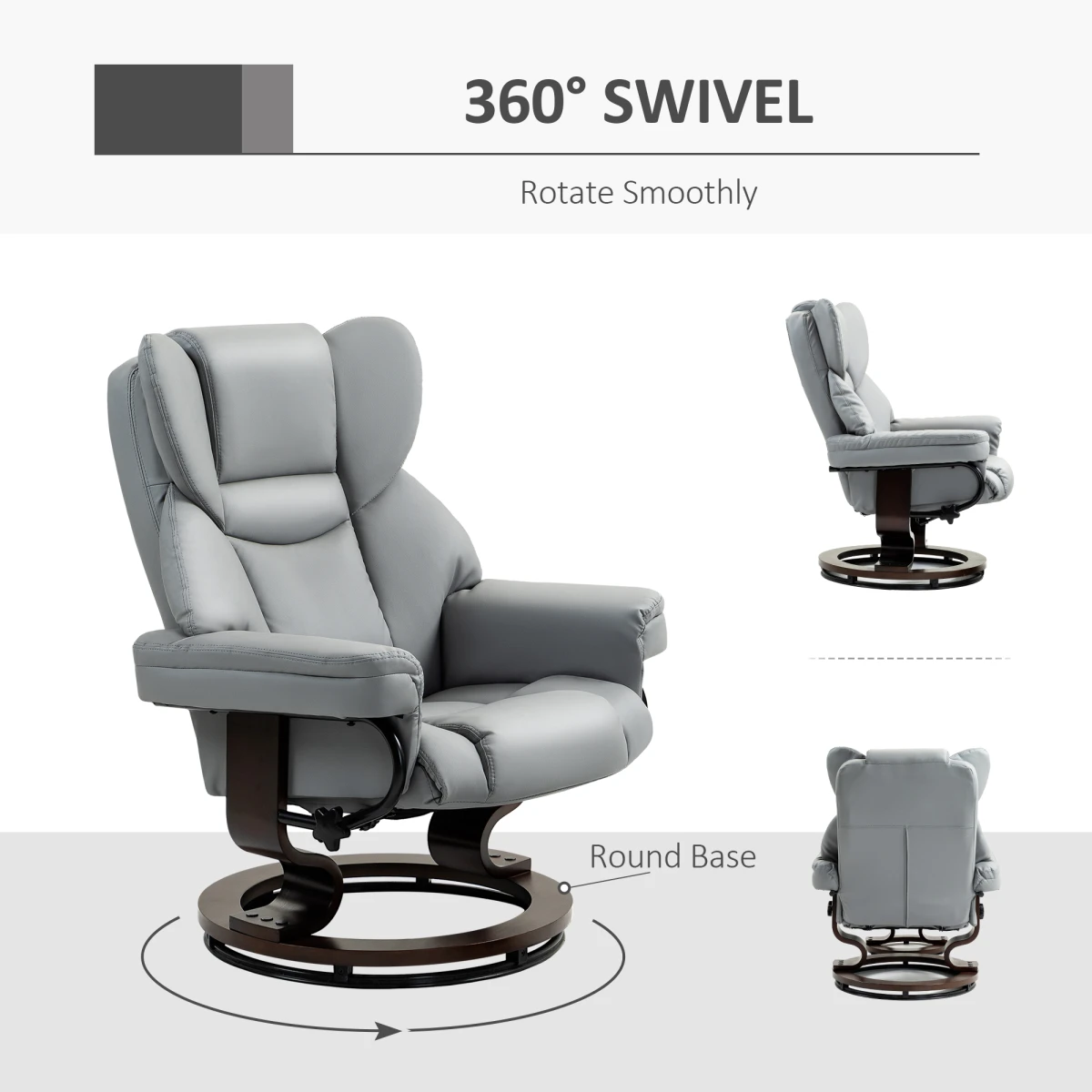 HOMCOM PU Leather Manual Reclining Armchair Compact Padded by HOMCOM