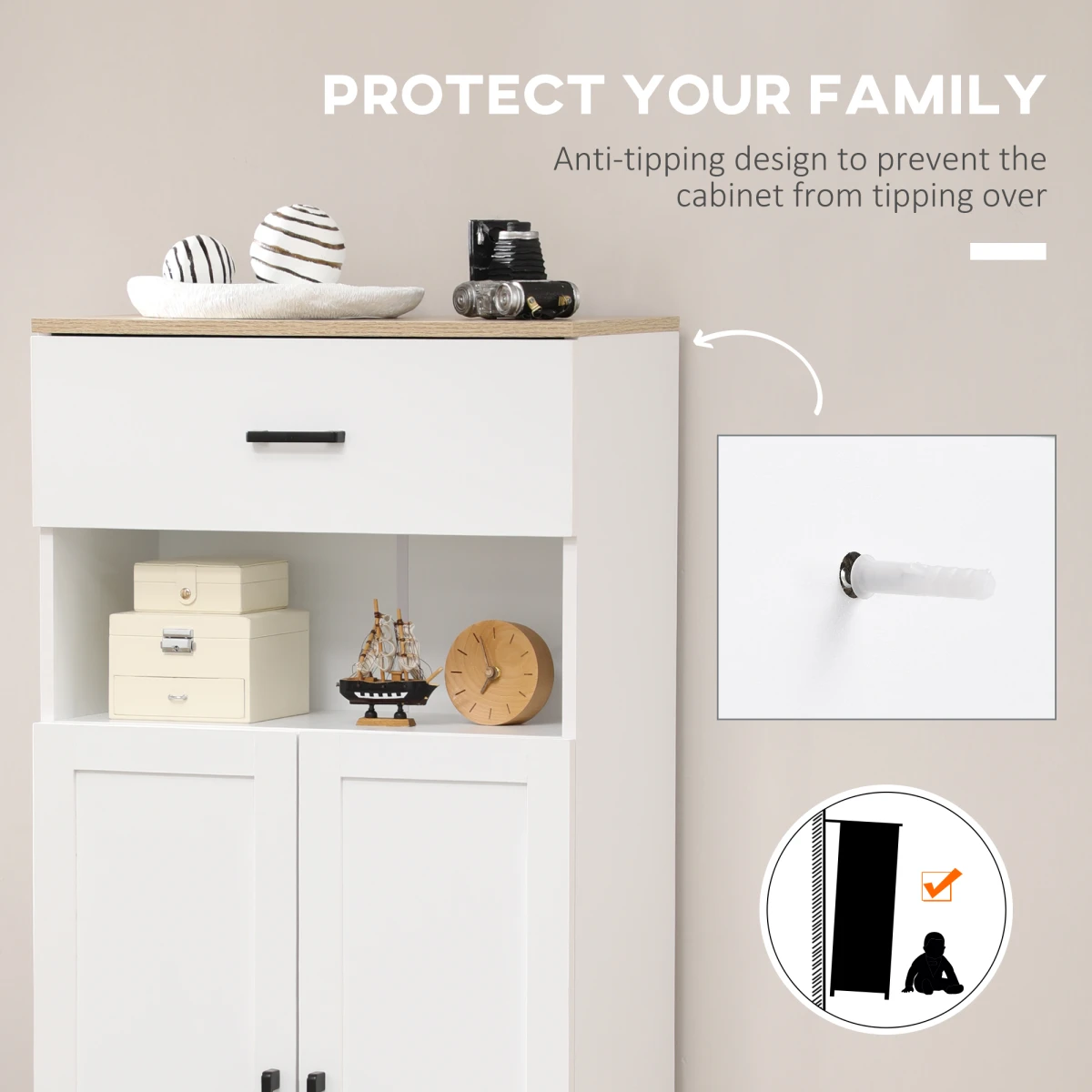 HOMCOM HOMCOM Kitchen Cabinet Drawer Open Shelf Home - Chest of Drawers