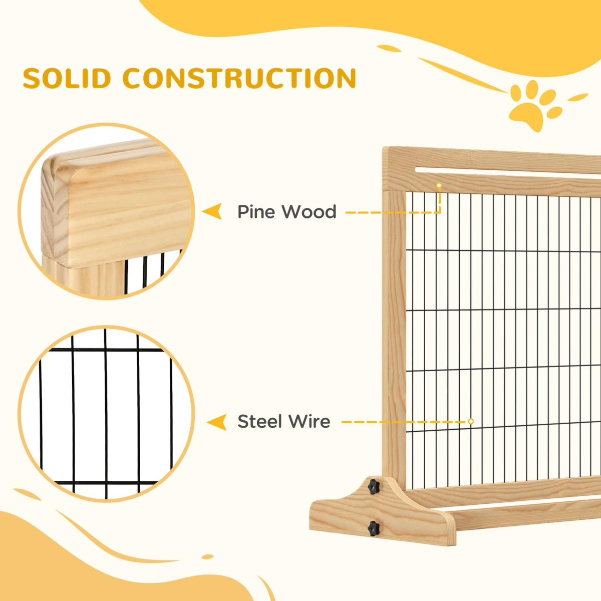 Adjustable Wooden Pet Gate Freestanding Dog Barrier for Doorway Pawhut - from Unbranded