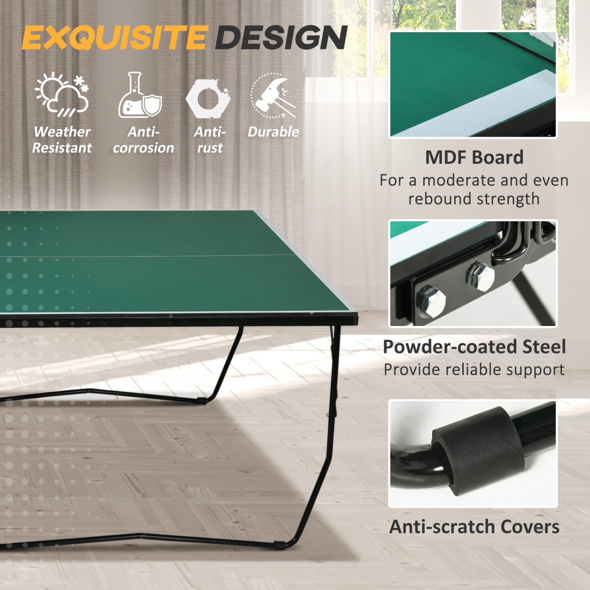 SPORTNOW 9FT Folding Table Tennis Table w/ 8 Wheels, for Indoors, Outdoors - from SPORTNOW