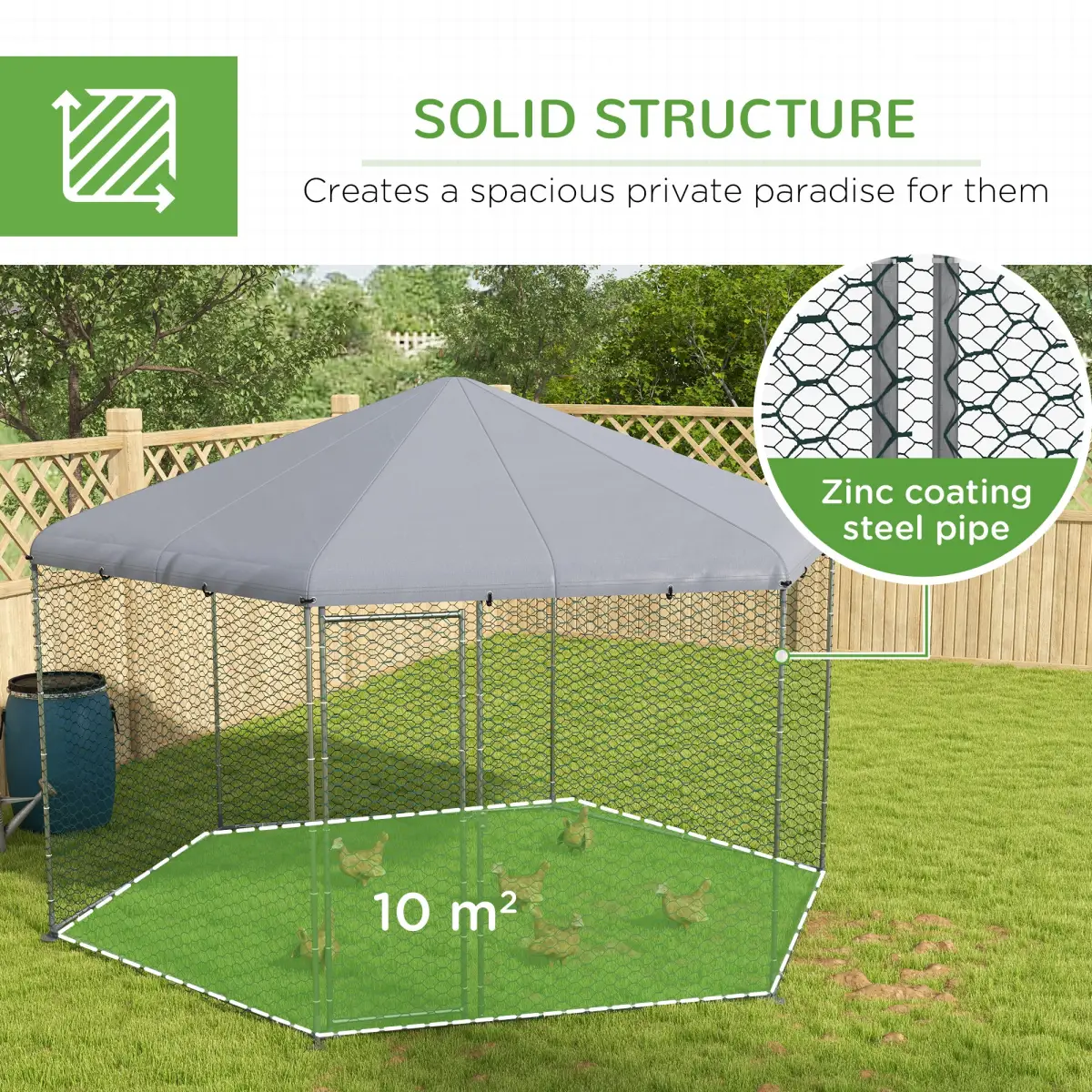 PawHut PawHut Walk in Chicken Run with Cover for 10-15 Chickens, Hens, Rabbits, Ducks - Chicken Coop