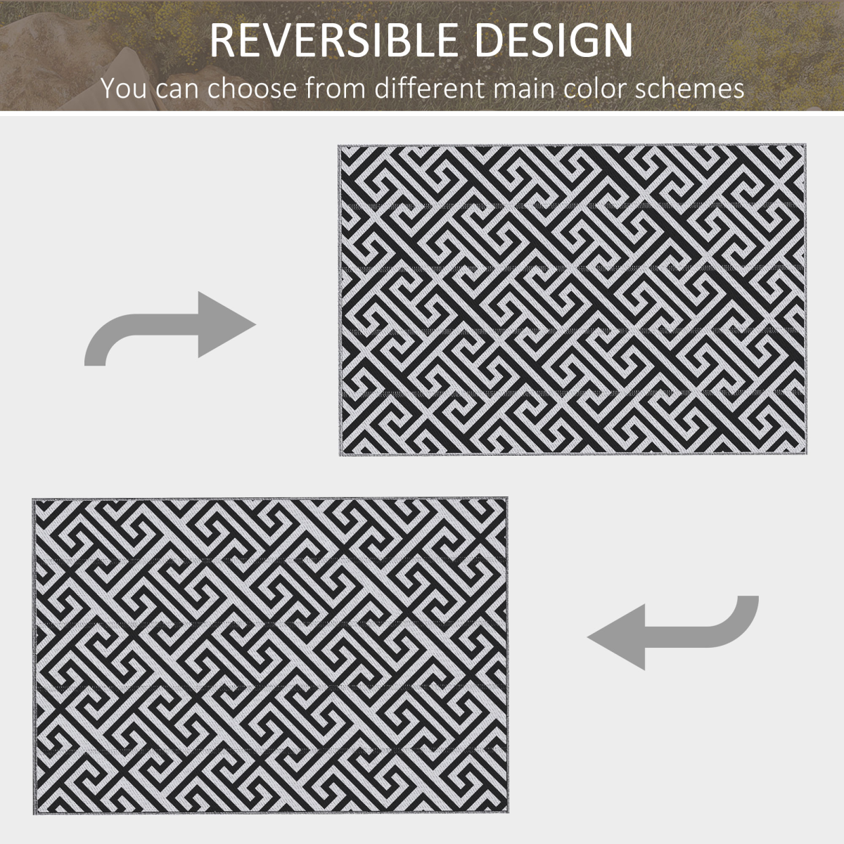 Outsunny Outsunny 182x274cm Reversible Outdoor Rug Portable Plastic Straw RV Camping Mat - Rug