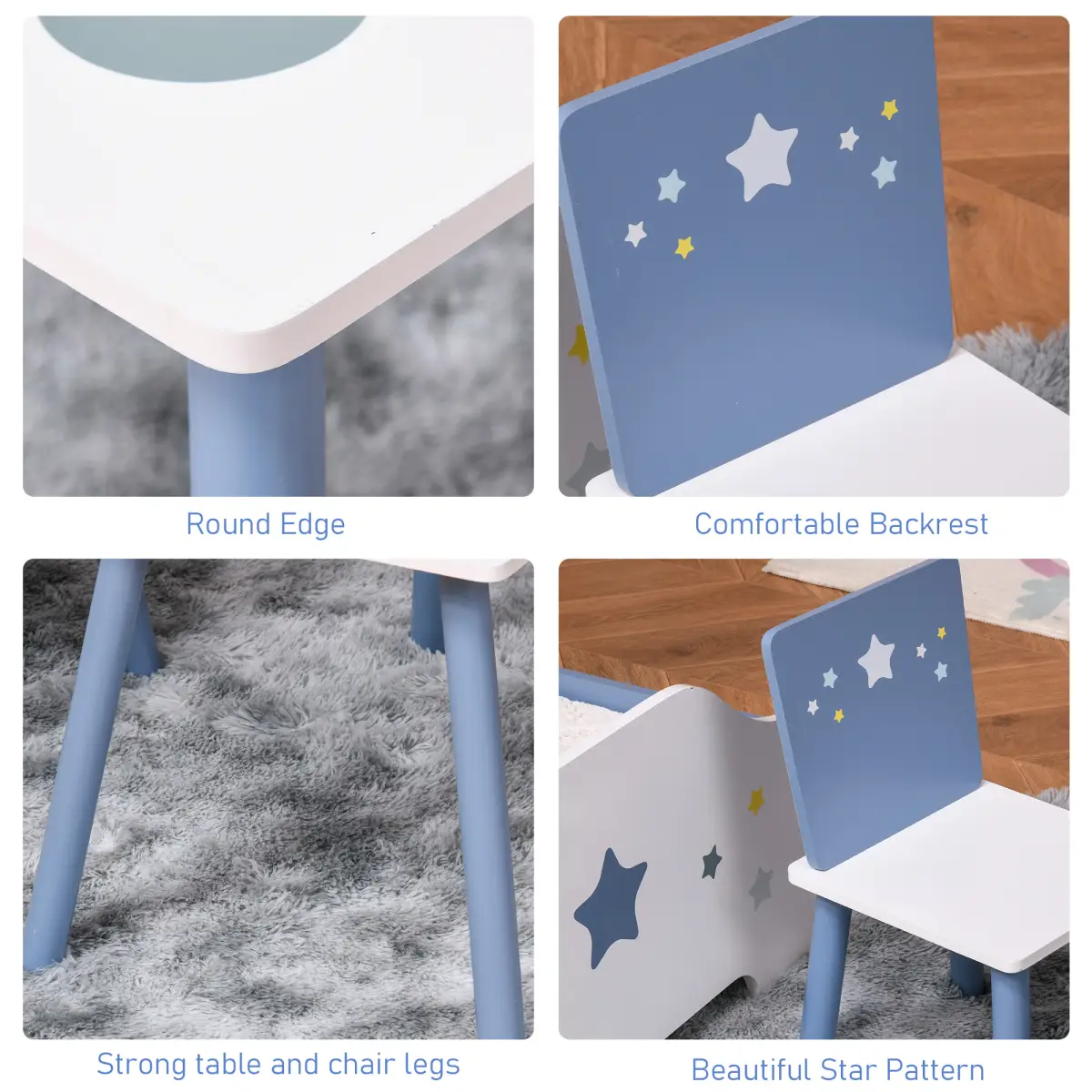 Unbranded 3 Pcs Kids Table & Chairs Dining Set Wood Legs Safe Corners Seating HOMCOM - Garden Set