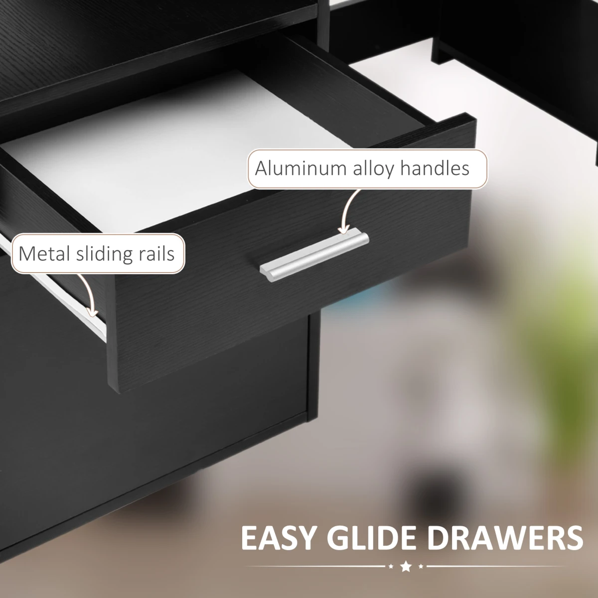 HOMCOM Desk With Shelves 3Drawer Storage Office by Unbranded