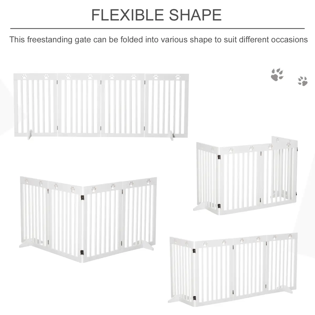 Pawhut Pet Gate Foldable Freestanding Dog Safety Barrier w/ Support Feet White - Pet Gate