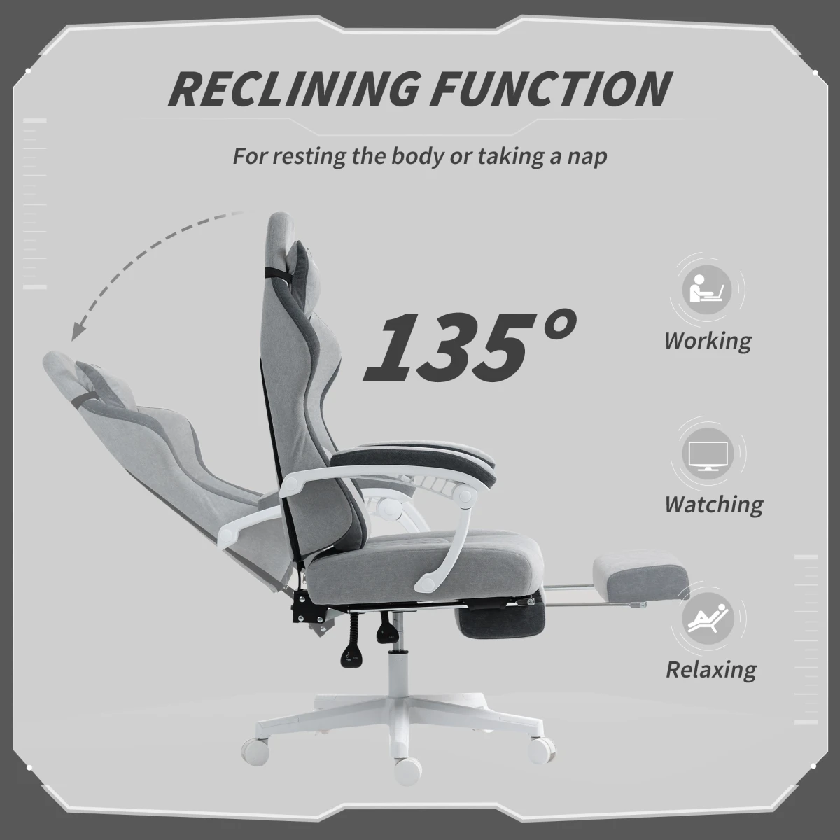 HOMCOM Velvet Computer Recliner 135Deg Home by HOMCOM