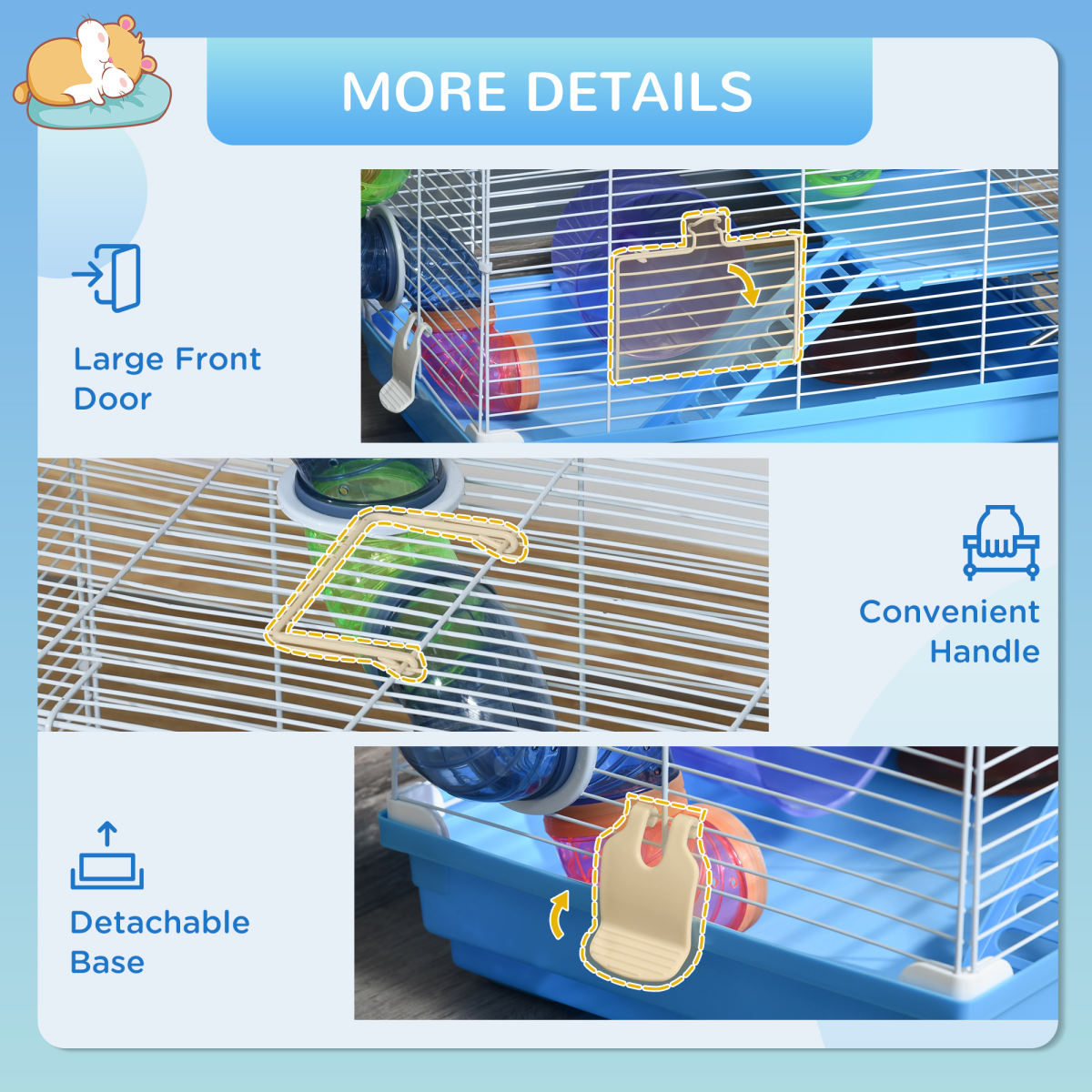 Hamster Cage Carrier Small Animal House w/ Exercise Wheels Tunnel Tube Pawhut - from Unbranded