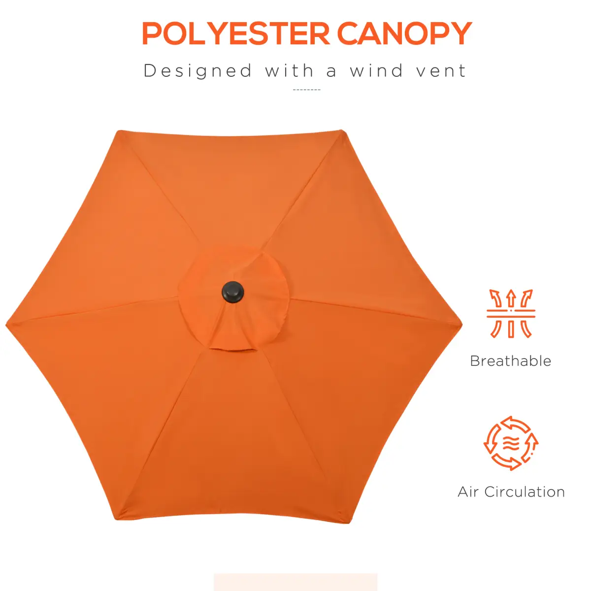 Outsunny Outsunny 2m Parasol Patio Umbrella, Outdoor Sun Shade with 6 Ribs Orange - Parasol