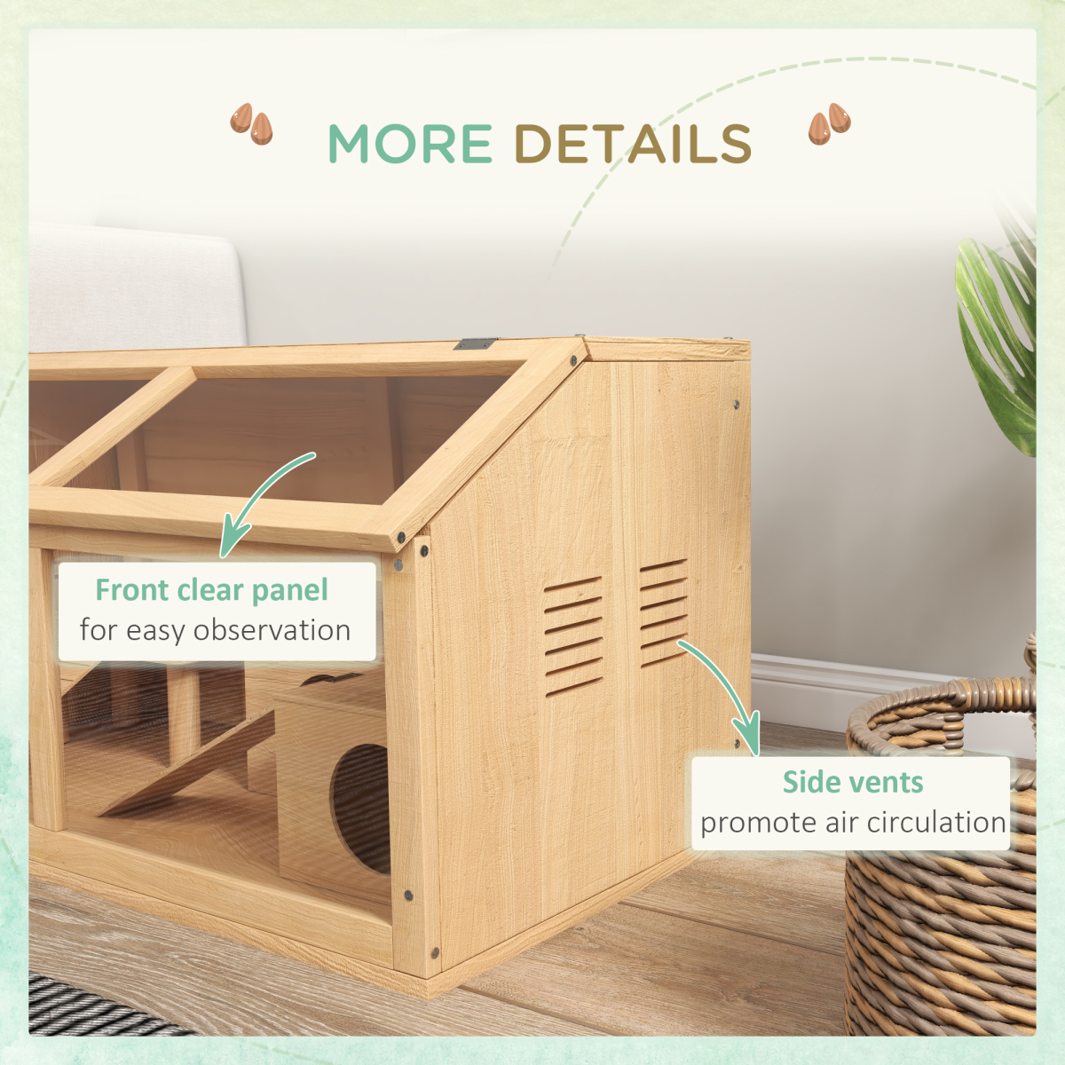 PawHut Wooden Hamster Cage for Gerbils w/ Suspension Bridge, Ladders, Nature - from PawHut