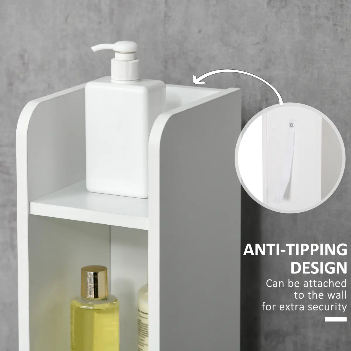 Unbranded kleankin Freestanding Tall Bathroom Cabinet W/ Open Shelves 3 Cupboards, Grey - Display Cabinet