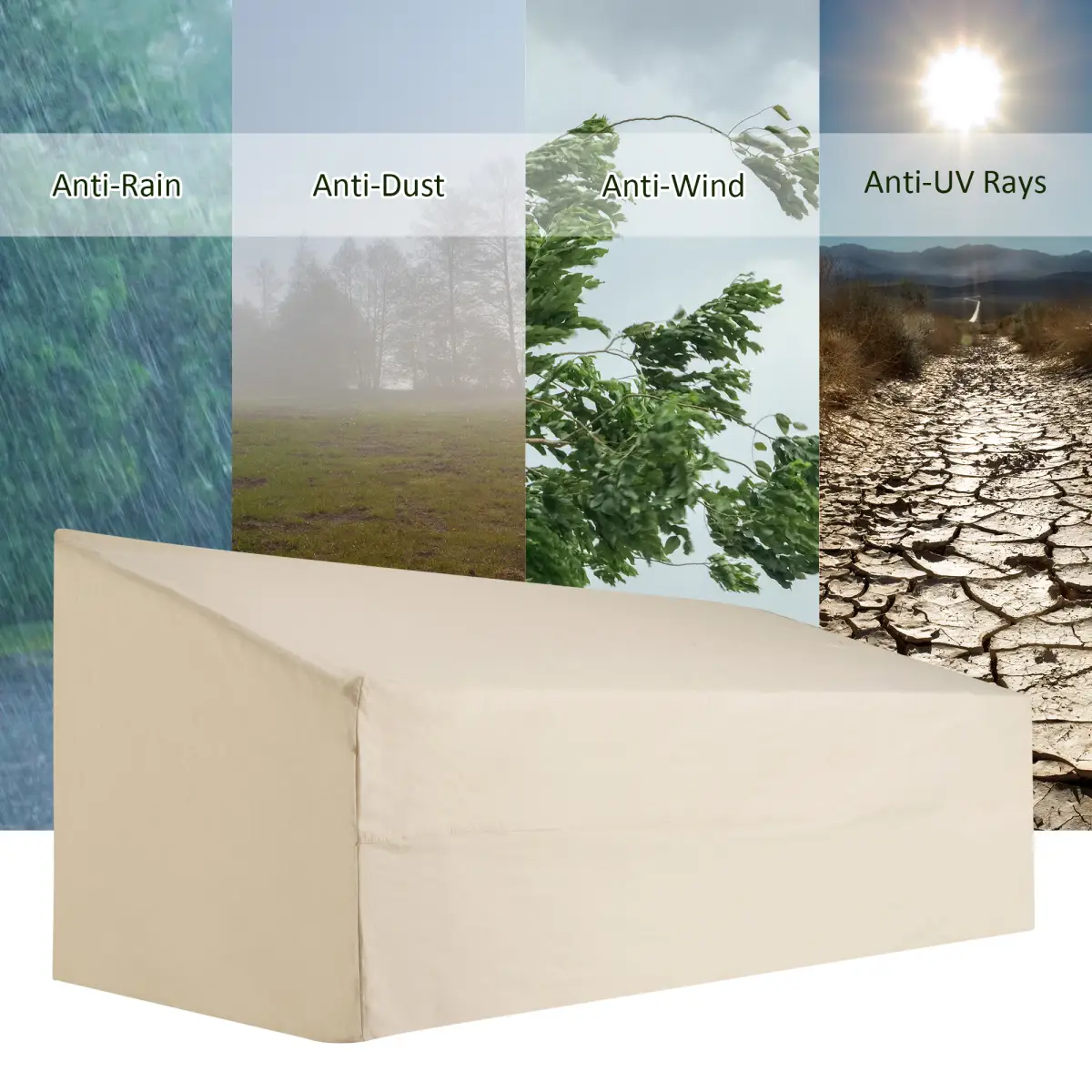 Outsunny Waterproof Furniture Cover For 3 Seat Sofa, 218Lx111Wx101H cm - Cover