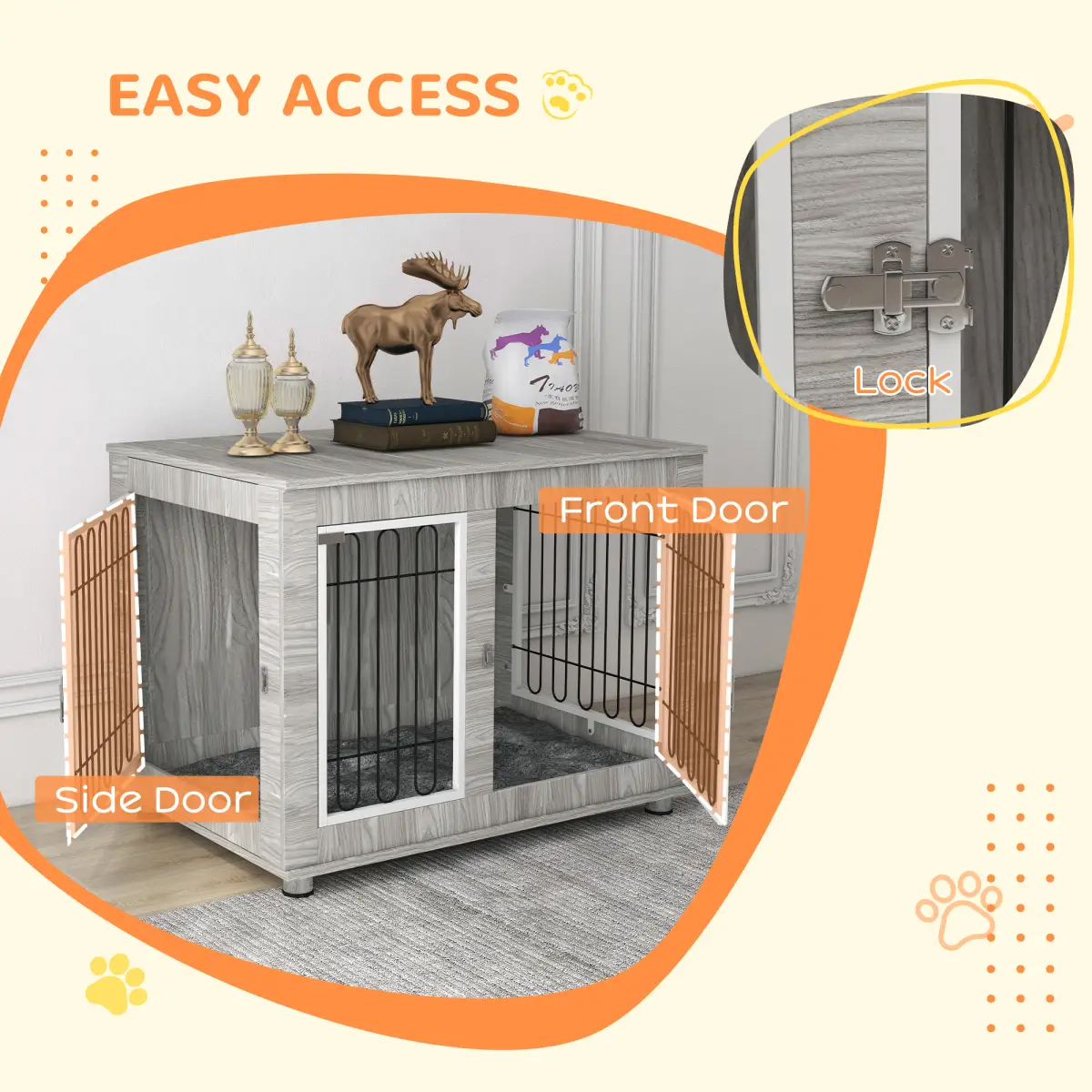 PawHut PawHut Dog Crate Furniture, Dog Crate End Table with Soft Cushion, Double Door - Dog Crate