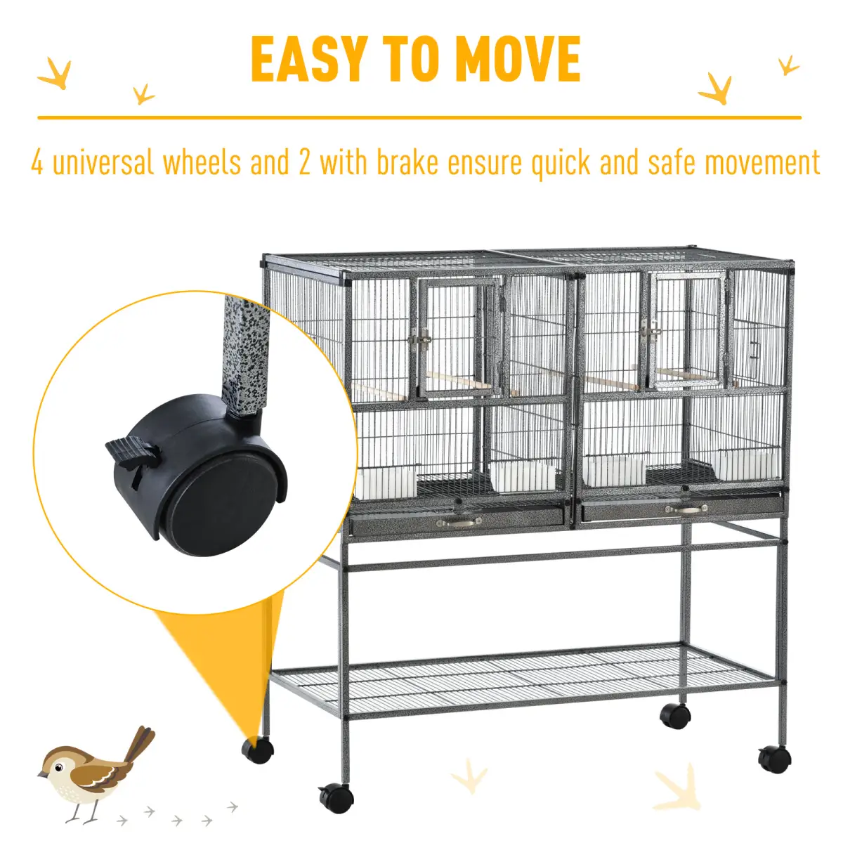 Unbranded Large Bird Cage for Finch Canaries Parakeets Cockatiels W/ Food and Water Bowls - Bird Cage