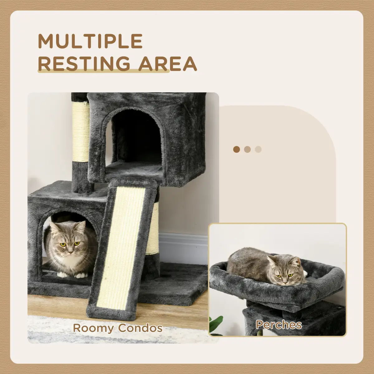 Unbranded Cat Rest & Play Activity Tree w/ 2 House Perch Scratching Post Black Pawhut - Cat Tree