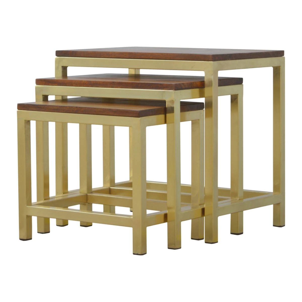Artisan Furniture Artisan Mango Wood Stool Set S M L Brass Base - Bench